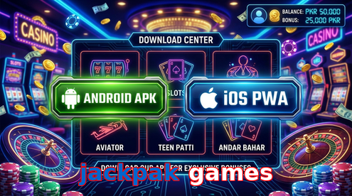 Main screen of Jackpak Games download page for PK players