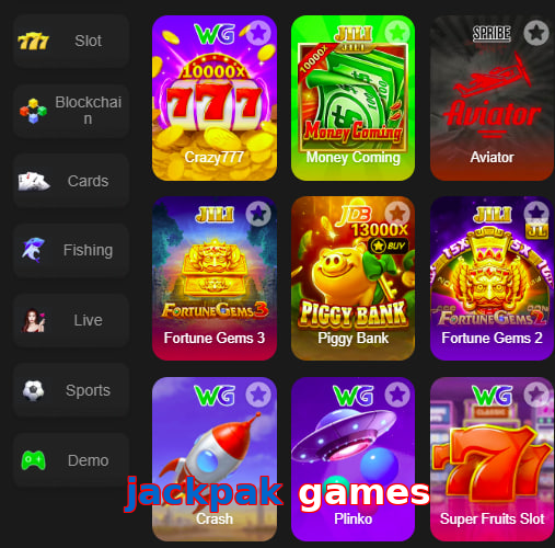 Main screen of Jackpak Games game page for PK players